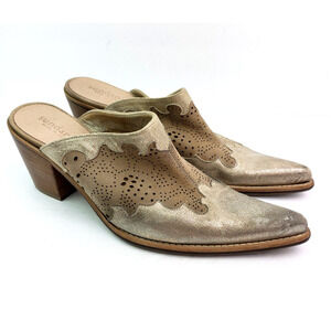 Sundance Brown Leather Mules with Cutout Design